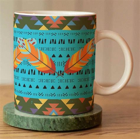 Coffee Mug T For Her Southwest Aztec Mug Tribal Pattern Feathers