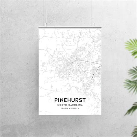 Pinehurst Map Print Pinehurst Map Poster Wall Art Nc United Etsy