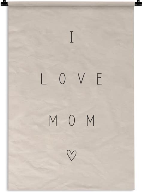 Wandkleed Wanddoek Quotes I Love Mom Spreuken Mama X Cm