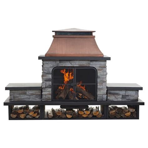 Sunjoy Connan Steel Wood Outdoor Fireplace And Reviews Wayfair