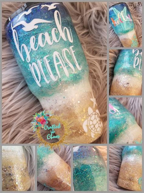 Beach Tumbler Beach Please Glitter Stainless Steel Ozark Rtic Yeti Cup