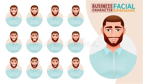 Business Man Facial Expressions Vector Set. Businessman Characters Face ...