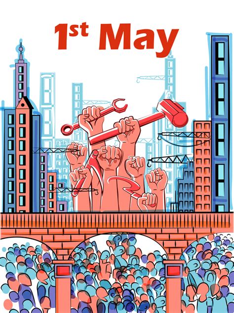 1 May International Workers Labor Day Poster Hand Drawn Vector 08 Free