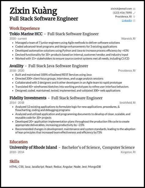 Cv Software Engineer Software Engineer Resume Writing Guide