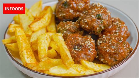 Very Easy Bbq Meatballs And Homemade Fries How To Make Meatballs