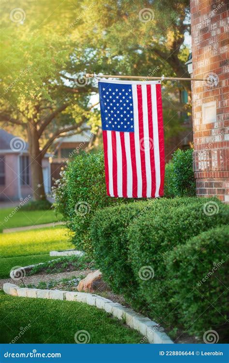 American Flag Flying at Half-staff Stock Photo - Image of flying, star ...