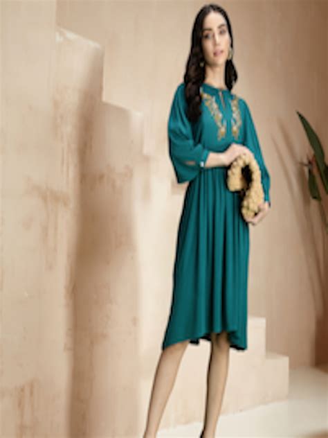 Buy All About You Ethnic Motifs Embroidered Bishop Sleeves A Line Dress