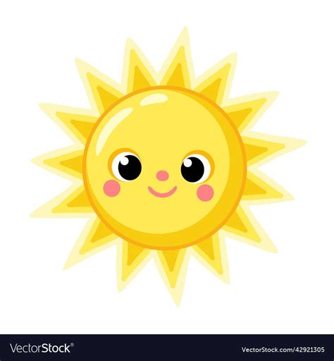 Cute Yellow Sun Smiles Vector Image On VectorStock Vector Free