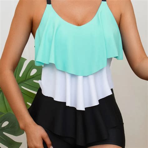 Sexy Tankini Swimsuits Women Swimwear Patchwork Plus Size Swimdress Large Bikini High Waist