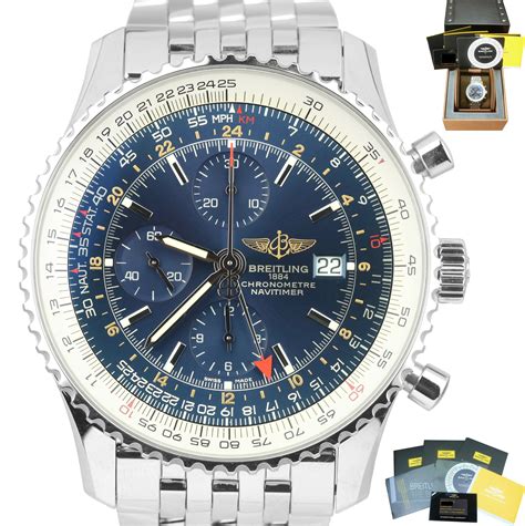 2018 Breitling Navitimer World Gmt Stainless Blue 46mm A24322 Chronogr