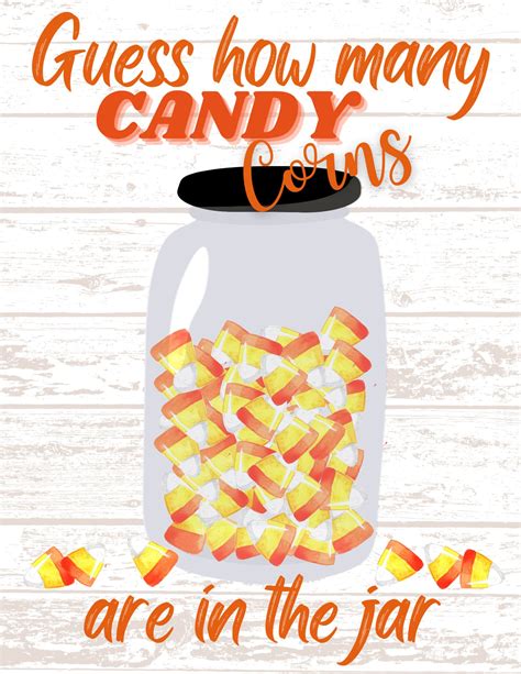 Guess How Many Candy Corns Are In The Jar Candy Corn Guessing Etsy