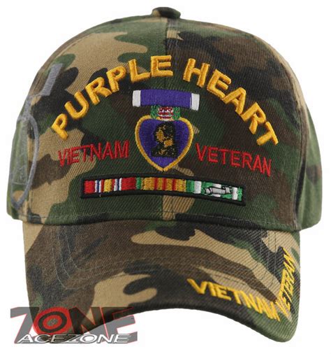 New Purple Heart Combat Wounded Military Vietnam Veteran Ball Cap Hat