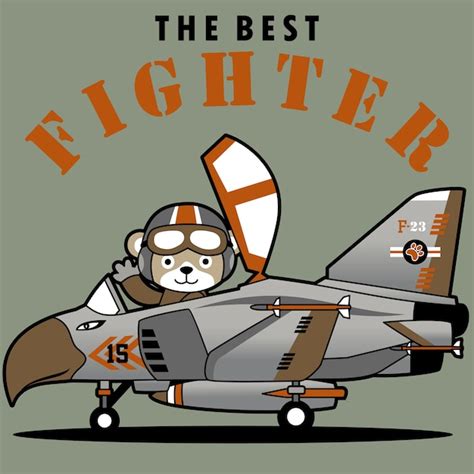 Premium Vector | Jet fighter with cute pilot, cartoon