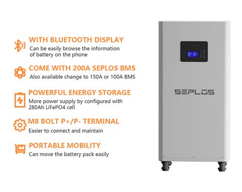 Seplos Đứng 48v 280ah 14 3kw Lifepo4 Lithium Năng Lượng Mặt Trời Năng