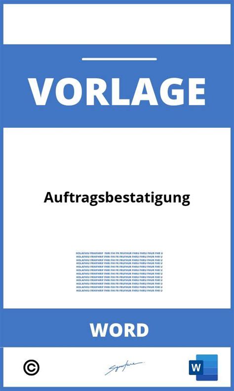 Auftragsbestätigung Vorlage WORD