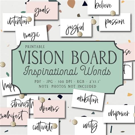 VISION BOARD WORDS printable cards inspirational words | Etsy