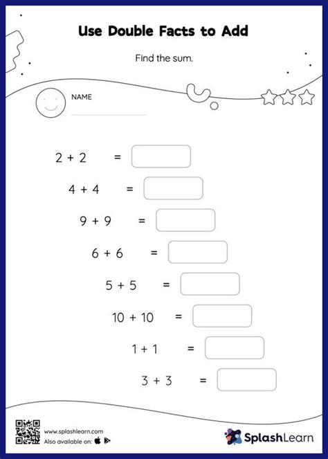 Use Double Facts To Add Horizontal Addition Math Worksheets