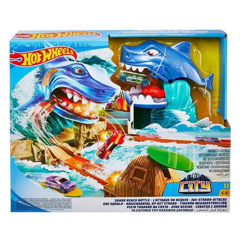 Hot Wheels City Shark Launcher Car Vehicle Playset 2 Pieces