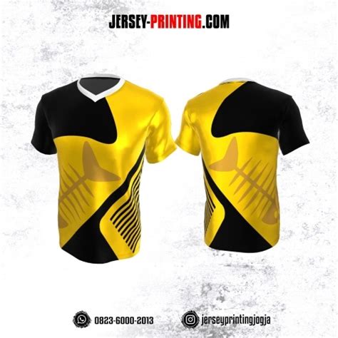 Jersey Badminton Kuning Hitam Motif Batik Dan Honeycomb Jersey