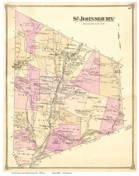 St Johnsbury Vermont 1875 Old Town Map Reprint Caledonia Co Old Maps