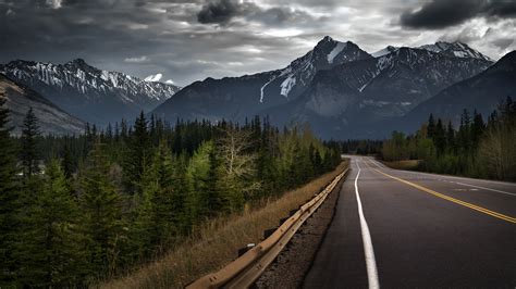 Landscape Clouds Rock Mountain Forest Storm Road Wallpapers HD