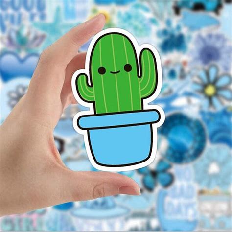 50 Pcs Blue Cute Stickers, Aesthetic Stickers, Cute Stickers, Vinyl ...