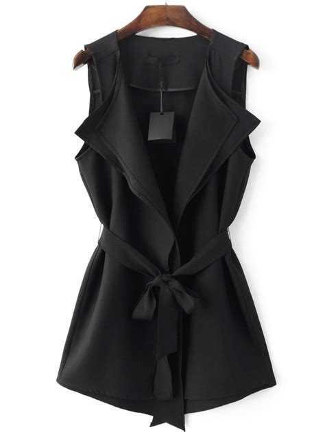 Black Tie Waist Bow Vest Outerwear Clothes Fashion Outerwear Vest