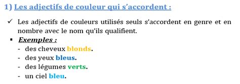 Orthographe Laccord Des Adjectifs De Couleur Preparia