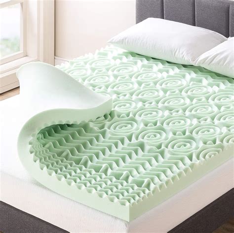 Mellow 4 Inch 5 Zone Memory Foam Mattress Topper Calming Green Tea Infusion Twin Calming Green