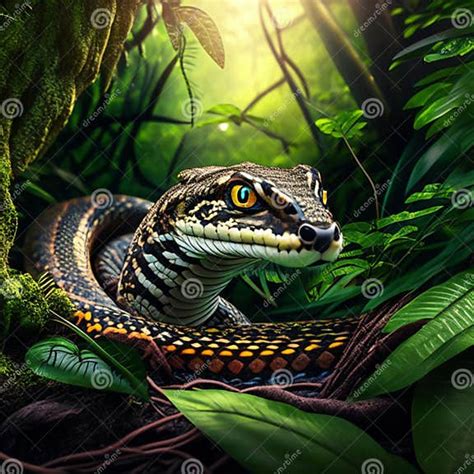 Tropical Snake in the Rainforest. Animal in the Rainforest Stock Photo ...