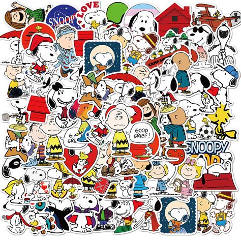 50 Vinyl Peanuts Stickers Die Cut Decal Set Waterproof Etsy