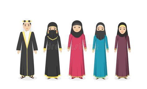 Saudi Arabia Traditional Clothes People Stock Vector - Illustration of ...