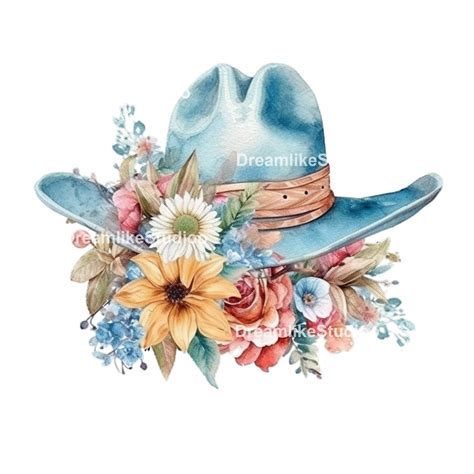 Cowgirl Hat Cliparts Watercolor Cowgirl Hat Digital Download