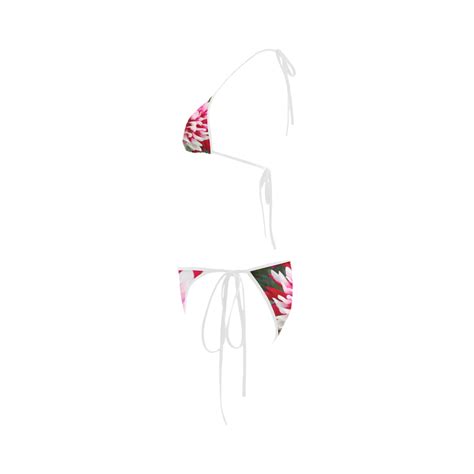 Red White Dahlia Floral Custom Bikini Swimsuit ID D595083