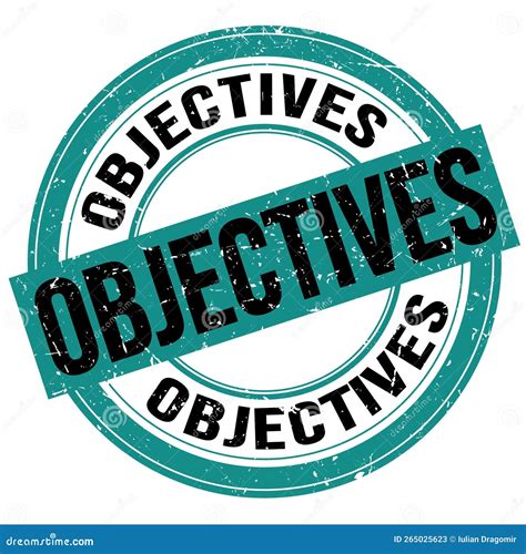 OBJECTIVES Text Written On Blue Black Round Stamp Sign Stock