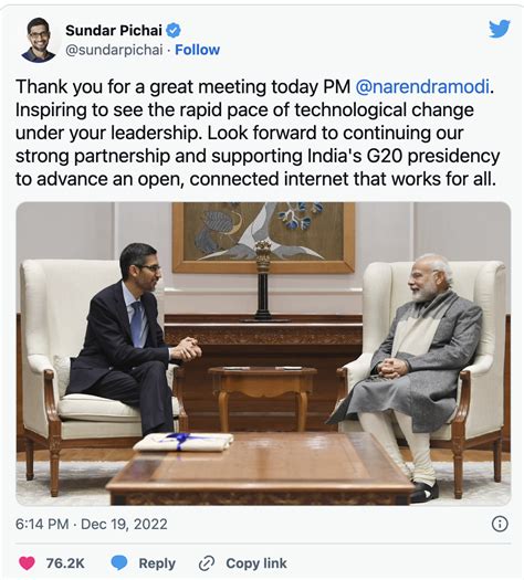 Google CEO Sundar Pichai Meets PM Modi Bets Big On AI For India