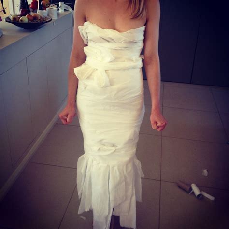 Hens Bridal Party Game Wedding Dress Made Out Of Toilet Paper The