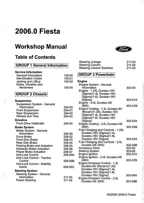 Ford Fiesta 2006 2007 2008 Workshop Repair Service Manual