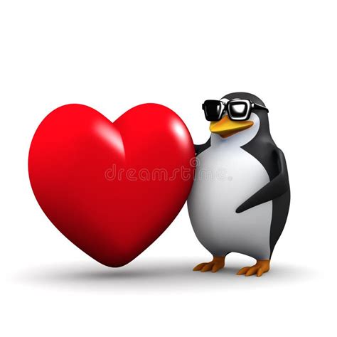 Penguin With Big Heart stock vector. Illustration of blue - 20824582