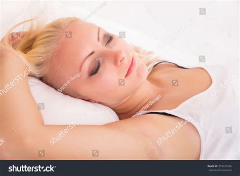 Portrait Blonde Girl Sleeping Bed Stock Photo 210423526 Shutterstock