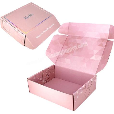 Biodegradable Carton Pink Mailer Box Lady Garment Underwear Clothing