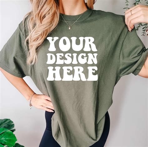 Comfort Colors C1717 Moss Shirt Mockup CC Moss Tshirt Oversized Mockup