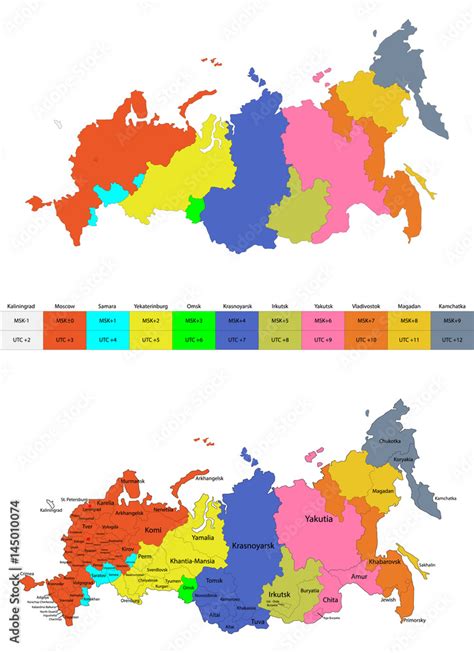 Time zones of Russia Stock Vector | Adobe Stock