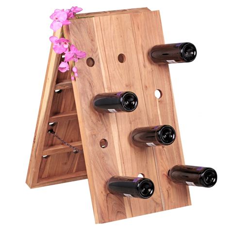 Weinregal Flaschenregal 72 cm für 24 Flaschen Massiv Holz Akazie Fun