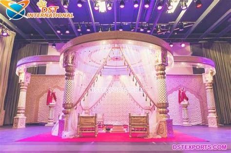 Grand North Indian Wedding Mandap Hindu Ceremony Double Wedding Pillars