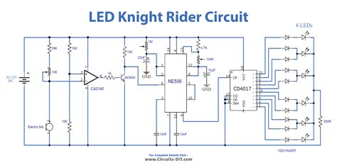 Led Knight Rider Circuit Using Ne Cd Ics