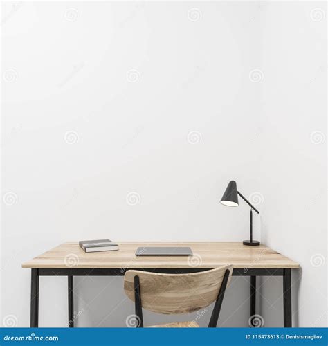 Minimalistic White Home Home Office Interior Stock Illustration - Illustration of management ...