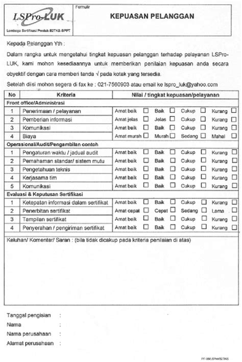 Contoh Kuesioner Kepuasan Konsumen Mosaicone Riset