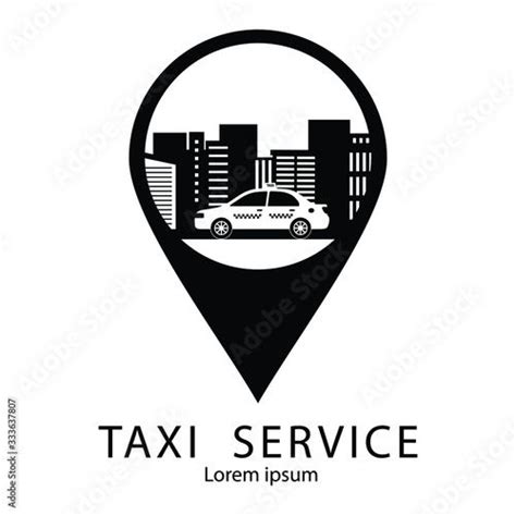 Taxi service logo template. Black and yellow silhouette of taxi for ...