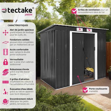 Tectake Abri De Jardin En M Tal M Toiture Monopente Avec Fondation